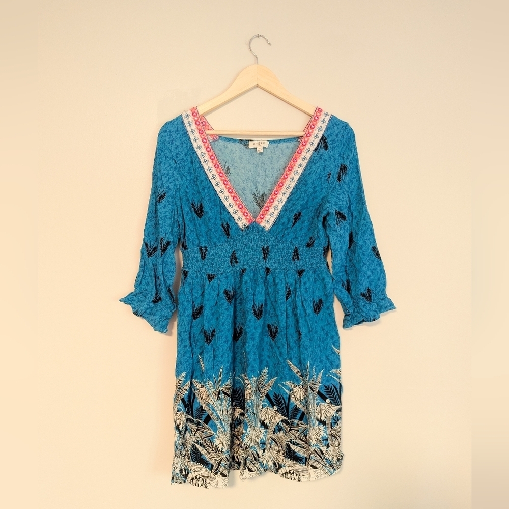Umgee Colorful Smocked Patterned Dress - Picture 1 of 4